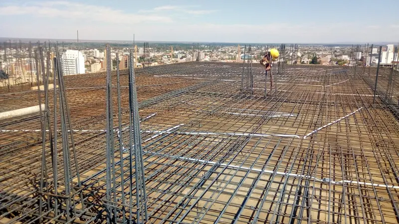 Slab reinforcement at height on the top level of the building overlooking the city